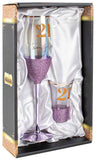 21st Birthday Champagne Glass & Shot Glass Set Glitterati