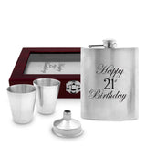 21st Hip Flask Timber Box Set