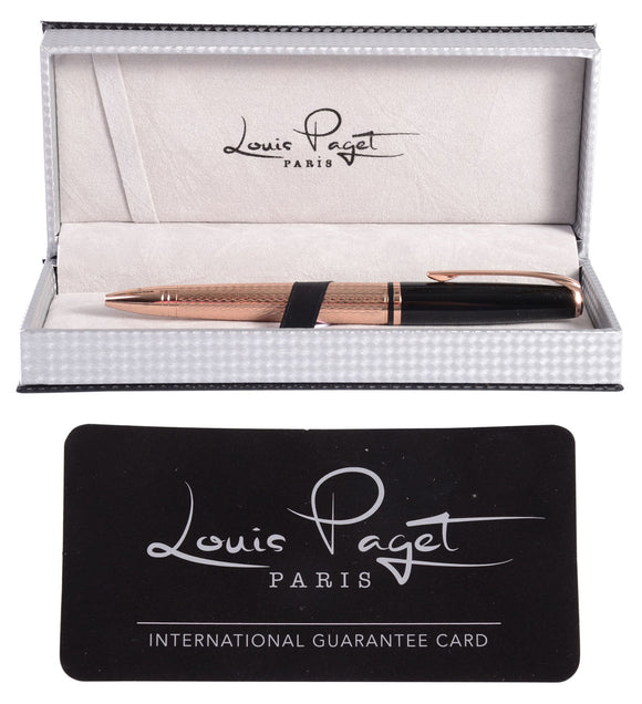 Louis Paget Black and Rose Gold Ball Point Pen