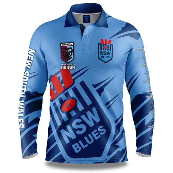 NRL NSW Blues Ignition Fishing Shirt