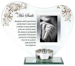 Her Smile / His Smile Memorial Rememberance Candle Holder Plaque
