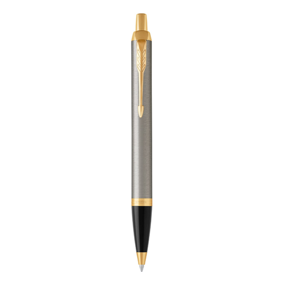 PARKER BRUSHED METAL GOLD TRIM BALLPOINT PEN