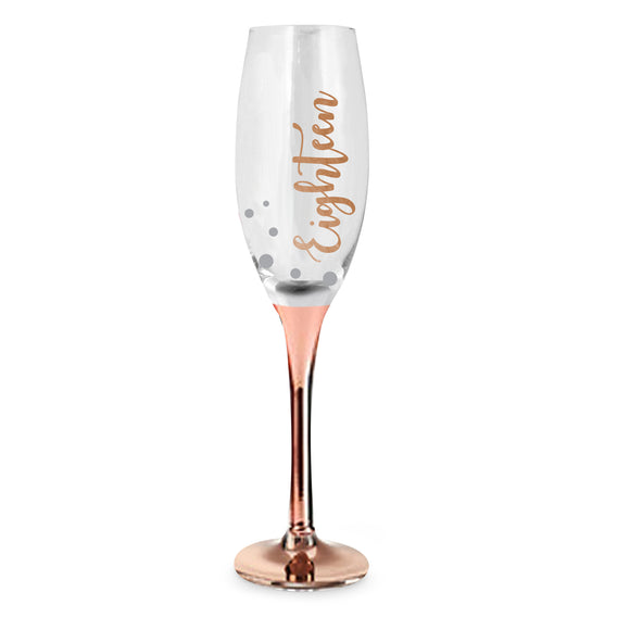 18th Birthday Champagne / Wine Glass Rose Gold