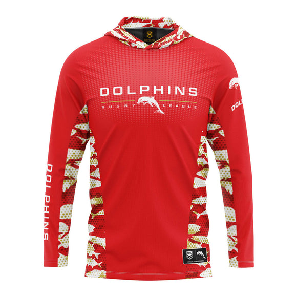 NRL Redcliffe Dolphins 'Reef Runner' Hooded Fishing Outdoors Shirt