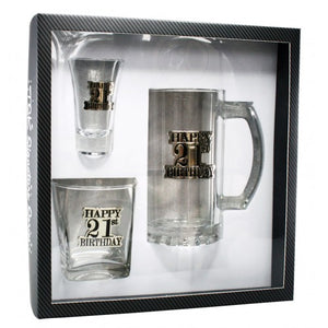 Happy Birthday Gift Pack - Shot Glass, Beer Stein & Scotch Glass