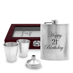 21st Hip Flask Timber Box Set