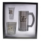 Happy Birthday Gift Pack - Shot Glass, Beer Stein & Scotch Glass